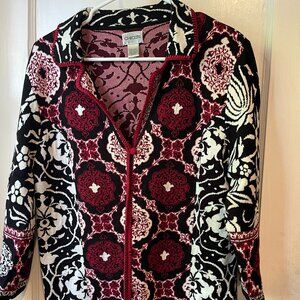 Chico's Sweater Size 2 in Black, White, and Red